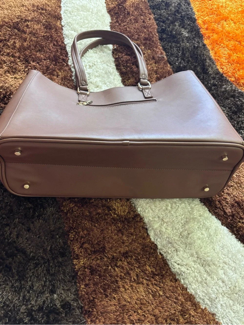 Brown Faux Leather Tote